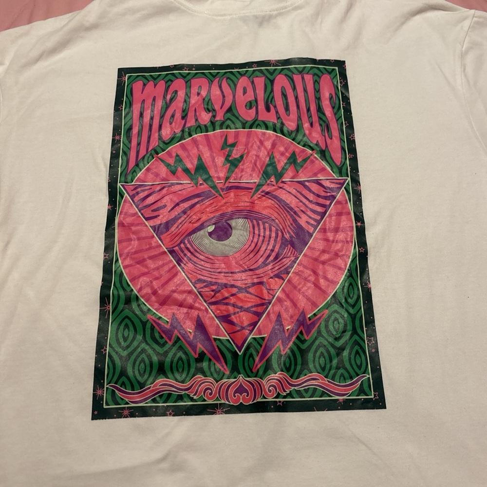 SHEIN Pink and Green Graphic Crop Top